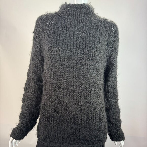 Harolds XL Black Chunky Fuzzy Knit Sweater 80% Acrylic 20% Wool Womens Pullover - Picture 10 of 15